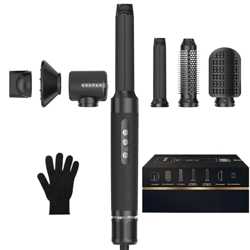 Image of Hair Dryer Brush 7 in ONE, Detachable Fast Drying, Volumizing, Curling, Straightening, Ionic Hair Dryer with Diffuser, Powerful Blow Dryer Brush with Auto- Wrap Curler, Hair Styling Tools 100-120V