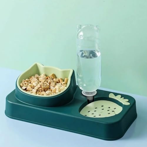 Comedouro e Bebedouro Dual Fluffie para Cachorros e Gatos - Dispenser de Água com Limitador de Acess