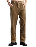 IDEALSANXUN Mens Corduroy Pants Flat Front Straight Leg Loose Casual Dress Pants(Brown, 38W x 30L)