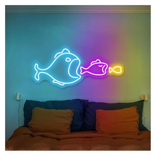 Lampe au néon poisson de 25x56cm pour la décoration murale d'un pub branché