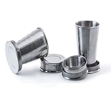 Perfect Pregame Collapsible Shot Glass Set - 4 Pack Stainless Steel Shot Glasses - Expandable Shot Glass Set, Cool Drinking Accessories - 2.5 Fluid Oz Each - NO LIDS