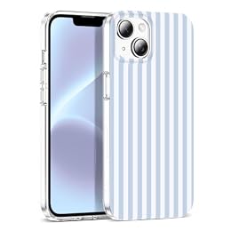 YEMORAN Case for iPhone 13/14 6.1",Cute Striped Cover,Blue White