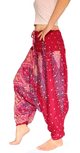 Banjamath® Women's Peacock Print Aladdin Harem Hippie Pants Jumpsuit