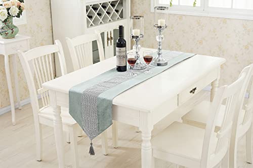 Hemiaor 33X180Cm Diamante Strip And Tassels Table Runner With Sequin For Spring Wedding Birthday Baby Shower Romantic Date(Bluish Grey, 13"X72") #TOP4
