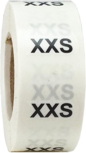 Clear Circle Extra Extra Small XXS Clothing Size Stickers - 3/4 Inch Round, 500 Clear Plastic Adhesive Labels Per Roll for Retail Apparel, Clothing Organization, and Inventory - Made in the USA