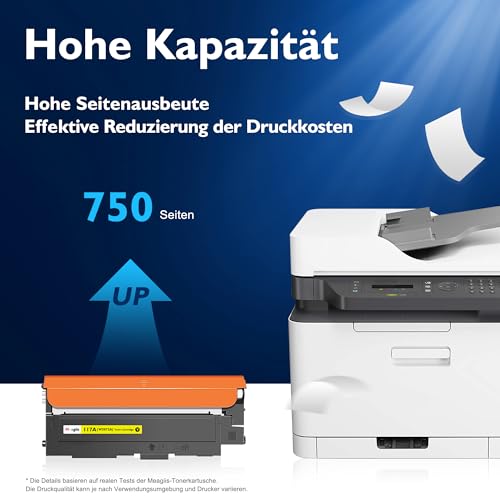 Meagiis 117A W2072A Gelb Toner Kompatibel für HP 117A Gelb Toner für HP Color Laser MFP 178nwg 179fwg 150nw 179fnw 150a 178nw 150w (1 Pack)