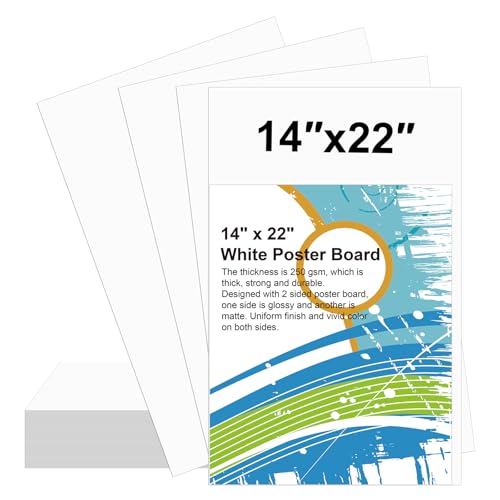 Image of 18 Pcs 14 inch x 22 inch Poster Board White Poster Board Paper Bulk 250 GSM Thickness Vision Boards Smart Poster Board for Drawing School Arts Craft Projects Presentations Scrapbooking Blank Graphic Display