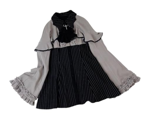 2 Pieces Lolita Sets Kawaii Long Sleeve Blouse Women Goth Tennis Pleated High Waisted Cute Ruffle A Line Skirts