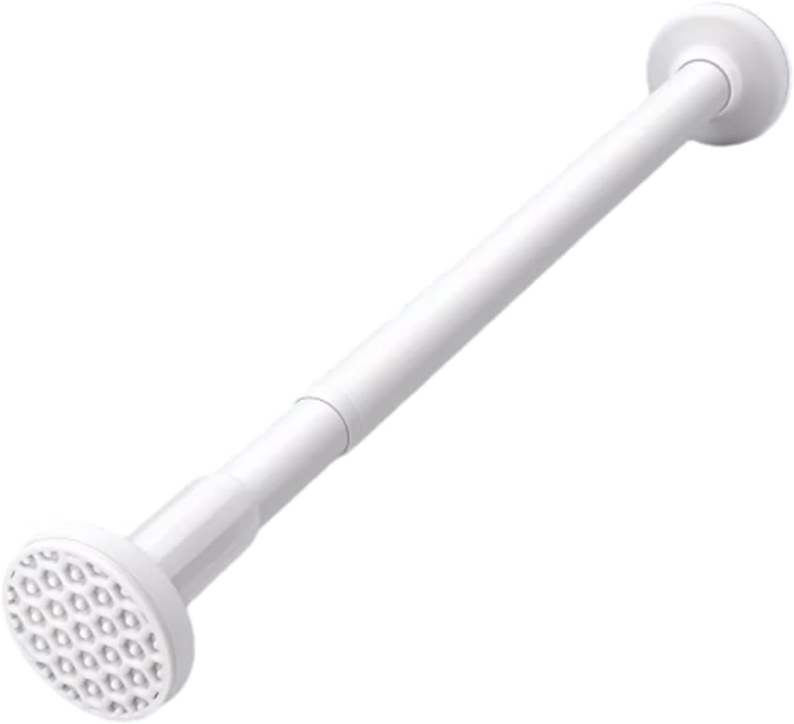 Expandable Telescopic Closet Rod - No Drill Hanging Organizer with Non-Slip Holders for Garment Racks, Wall-Mounted Wardrobe Storage (White, 35-50cm / 13.8-19.7in)