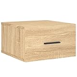KKgypkn Comodino sospeso con vano portaoggetti e superficie di presentazione per montaggio a parete, in legno di rovere Sonoma, 35 x 35 x 20 cm