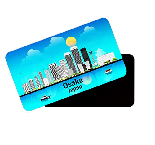 Image of dhcrafts Rectangular Rubber Fridge Magnet /Magnetic Card Blue Japan Osaka Design Pack of 1 (8.6cm x 5.4cm)