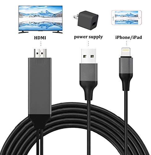 Compatible with iPad iPhone to HDMI Cable, 6.6ft HDMI Cord Digital AV Adapter