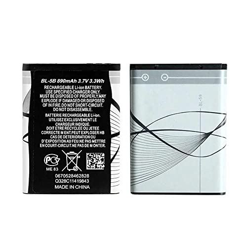 Image of Original BL-5B Battery for Nokia N83 N80 6120 6230 5200 3220 3230 5140 3230 5140i 5200 BL5B (890mAh) with 1 Year Warranty