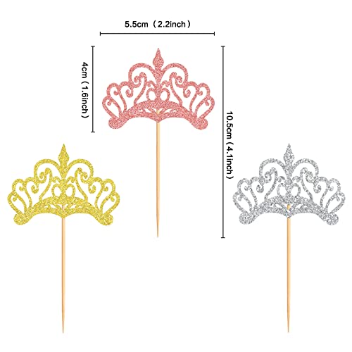 Keaziu 24 Pack Princess Crown Cupcake Toppers Princess Cupcake Picks Royal Baby Shower Birthday Party Decorations Multicolor #TOP6