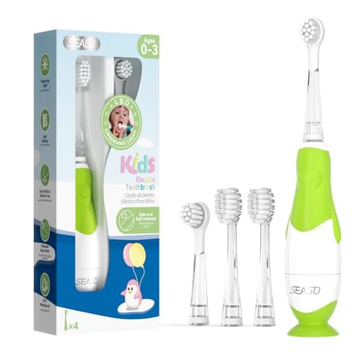 Seago Elektrische Zahnbürste Kinder Baby Zahnbürste ab 0 1 2 3 Jahr, mit LED Licht, Runder Weich Ersatzbürsten, Elektrische Zahnbürste Baby,2 Minuten Smart Timer, Wasserdicht IPX7,SG513
