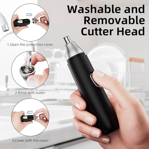 Nasenhaartrimmer Nasen und Ohrenhaartrimmer Augenbrauen-Lippenhaare Schmerzloser Epilierer Gesichtshaarentferner für Männer und Frauen (Schwarz)