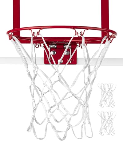 DDVLG Mini Basketball Net Replacement 8 Loops, 2 Pack — Heavy-Duty 12" Nylon, Fits 8"-10.25" Hoops for Indoor Door & Outdoor Play, White