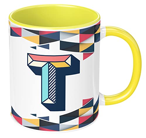Image of 3D Colorful Alphabet Letter T Printed Coffee Mug For Girls Boys Friends Love Kids Best Gift For Birthday Anniversary Initial Letter T (Microwave Safe Ceramic Tea Coffee Mug-350ml) - ABV3TM2 219