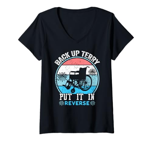 Mujer Retro Back Up Terry- Back It Up Terry 4 de julio fuegos artificiales Camiseta Cuello V