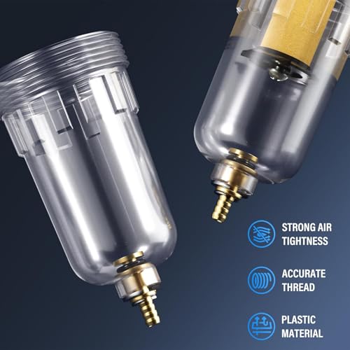 TAILONZ PNEUMATIC 1/4 Zoll BSP 3 in 1 Luftfilter Druckregler Combo Piggyback, Air Tool Compressor Filter mit Manometer AF2000+AF2000+AR2000