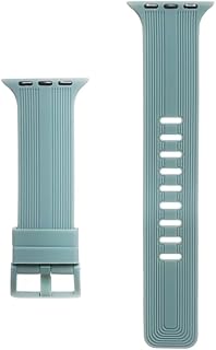 سوار معصم بديل من السيليكون قابل للتعديل بتصميم مخطط ناعم ومشبك معدني متوافق مع الساعات الذكية 38/40/41 ملم - زيتي