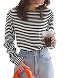 [神戸レタス] M L XL スムース コットンTシャツ 半袖 長袖 Tシャツ 体型カバー ロンT 定番 無地 [C7293] M 長袖 黒ボーダー