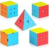 Vdealen Speed Cube Set, Magic Cube Pack of 2x2 3x3 4x4 Pyramid Skewb Stickerless Puzzle Cube Bundle, Christmas Birthday Party Toy Gifts for Kids Teens Adults 5 Pack