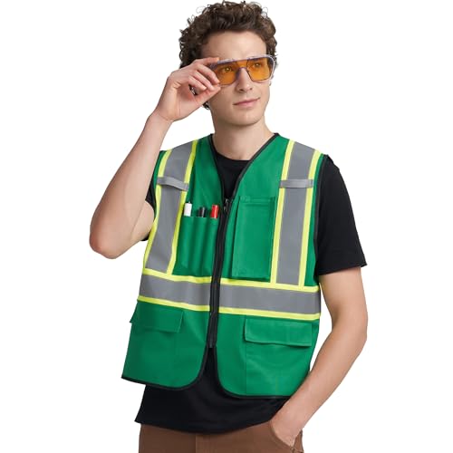 Image of A-KSAFETY High Visibility Safety Vest for Men Women with Pockets and Zipper