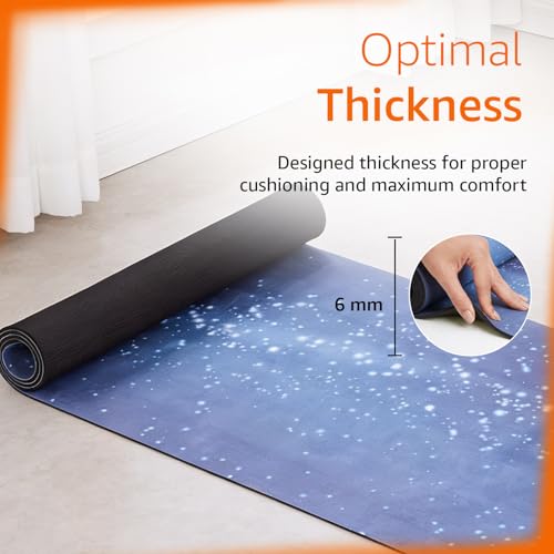 Image of Amazon Basics TPE & Suede Yoga Mat | 6 mm Thick | Dual-Surface Non-Slip Grip | Soft Suede Top with Durable TPE Base | Lightweight & Cushioned | Floor Protection | Ideal for Yoga, Pilates, Meditation & Fitness | 183 x 61 cm | Multicolor