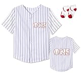 Picture of Yuji Itadori First Birthday Boy Baseball Shirt Gifts for 1st Baby Toddler Infant Shirt Rookie Birthday Clothes Button Tshirts (Striped One,2T)