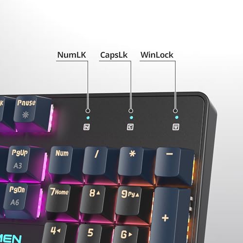 Image of surmen Full Size Creamy Keyboard with Number Pad, 104 Keys RGB Wired Mechanical Gaming Keyboard Backlit with PBT Keycaps Linear Red Switch for Laptop Desktop PC Gamers(104 Blue Samurai B)