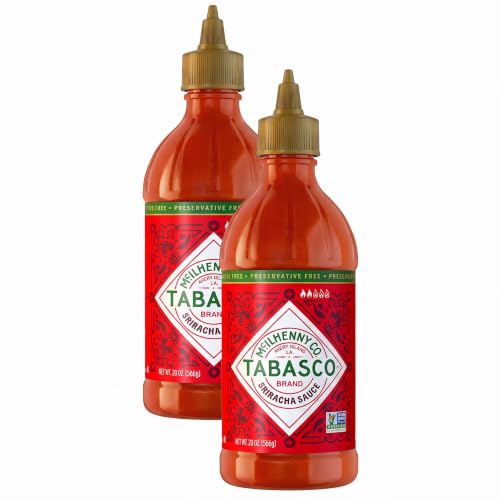 TABASCO Brand Sriracha Sauce, Medium Hot Sauce, Easy-to-Squeeze Bottle, Thai-Style with Louisiana Twist, Rich &amp; Bold Flavor, Great on Stir-Fry, Teriyaki, &amp; More, 20 Oz (Pack of 2)