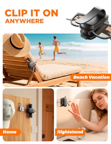 2 Pack Magnetic Sunglasses Holder for Car Visor [One Hand Operation & Scratch Proof], Chfeila No Slip Sunglass Holder Clip Silicone Pad,Sunglass Holder Gadgets Eyeglass Holder for Cars & Glasses,Black - Image 5