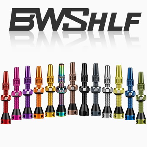 Image of BWSHLF Tubeless Presta Valve Stem 40 /44 /55 /60 /65 /80 /100 mm, Super Light Alloy Presta Valve Stem Kit with Valve Core Remover Tool and Valve Stem Caps - Multiple Color and Size Options(Pair)