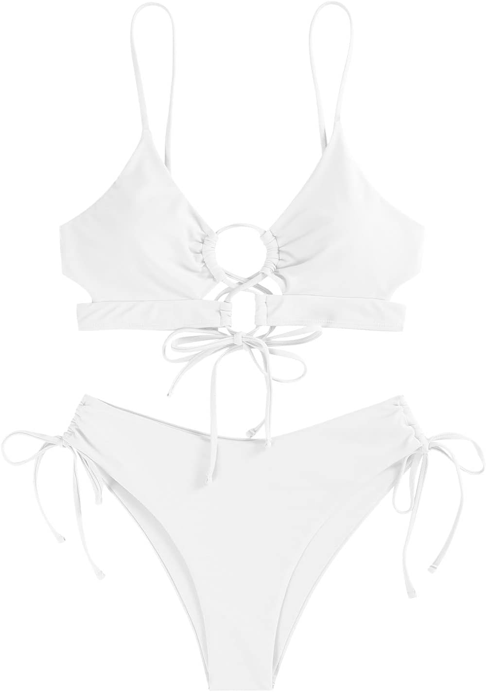 ZAFUL Women's Cheeky Bikini Set 2 Piece Sexy String High Cut Swimsuits Lace Up Tie Side Bathing Suits 2025 - Image 7