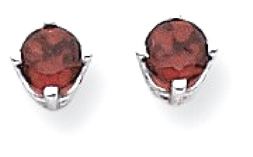 14K White Gold 4Mm Garnet Earrings Birthstone January Stud Gemstone Fine Jewelry For Women Gifts For Her #TOP7