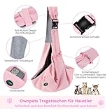 Ownpets Hundetragetasche, Tragekraft bis 15kg, Tragetuch Hund, Hundetasche mit verstellbarem Schultergurt, Aktivitäten im Freien und Ausflüge, Rosa