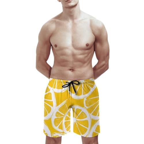 Lemon Orange Juice Men's Swim Trunks Board Shorts Beachshorts Swimsuits with Pockets Mesh Liner3