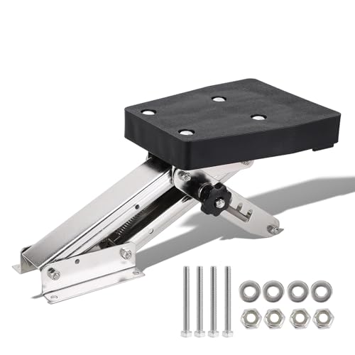 Stainless Steel, Smooth Lifting Action, Adjustable Bracket for 2 Stroke Outboard Motors with Necessary Hardware, Black Silver, Transom Mounting Bracket for Boats