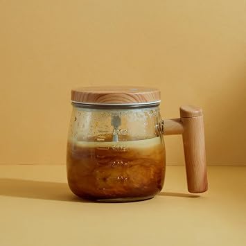 MallArt   arjl  Otomatik Kar t r c  Kupa 400 ML - Dayan kl  Cam Mikser Hazneli 500mAh Bataryal  Kahve S t K p rt c , Type-C Ah ap Desenli Ta nabilir Kendi Kendini Kar t ran Ak ll  Kupa Bardak