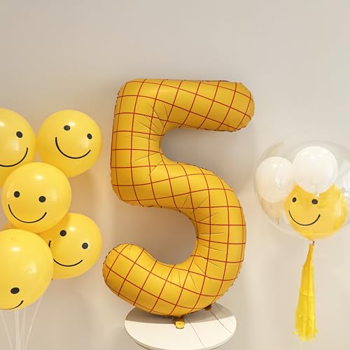 Image of 40 inch Matte Yellow Balloons Toy Inspired Story Theme party Supplies Digital 5 | Number Birthday Decoration, Cowboy Decorations Western, Cowgirl Party Balloon