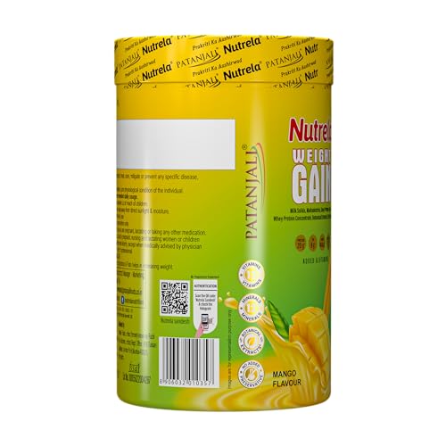 Image of Nutrela Weight Gainer | 500g Mango Flavour | High-Calorie Mass Gainer with Vitamins & Khandsari Sugar | Ideal for Men & Women