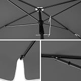 SONGMICS Parasol przeciwsłoneczny, prostokątny, 180 x 125 cm, ochrona przed promieniowaniem UV do UPF 50+, torba, z powłoką PA, do ogrodu, na taras, balkon, bez stojaka, szary GPU180G01