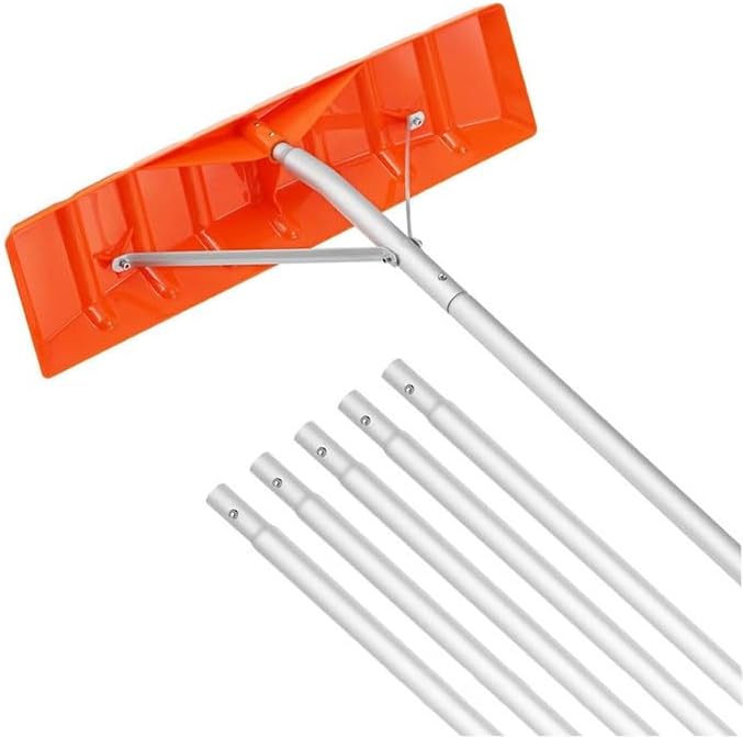 Telescoping Snow Roof Rake, Extendable Handle Aluminium Roof Snow Removal Tool, Roof Snow Rake for House Garage Leaves Debris
