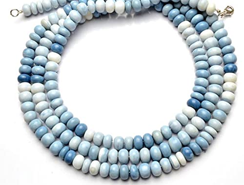 Opale bleue du Pérou perles 9mm rondelles lisses LKBEADS fil 45cm rang pierre naturelle pour bijou