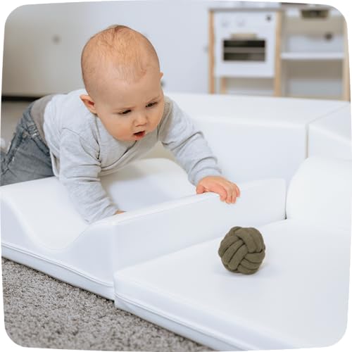 IGLU Soft Play Discoverer Set for Toddlers 1-3 Crawling and Climbing Indoor Foam Block Step and Slide Equipment Montessori Activity Toys 7 Shapes with Anti Slip (White, Regular) - Image 4