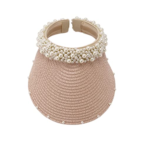 Chapeau de soleil de plage pour femmes avec perle et design top vide moderne