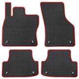San Auto Car Floor Mat Rubber Custom Fit for Audi A3 / S3 2015-2020 / A3 Sportback E-TRON 2016-2019 / RS3 2017-2020 Black Red Auto Floor Liners All Weather Heavy Duty Odorless