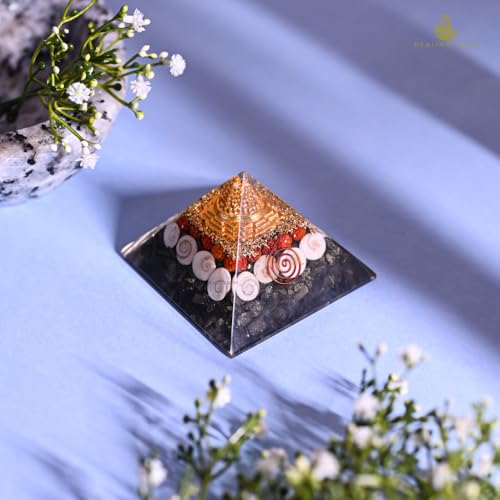 HEALING ZONE Money Magnet Pyrite Pyramid - Original Pyrite Stone for Prosperity - Money Magnet Pyramid - Pyrite Vastu for Home, Office Decor - Enhance Wealth & Abundance with Crystal - Shree Yantra