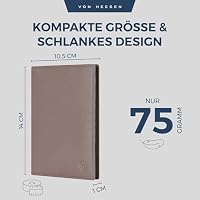 VON HEESEN® Reisepasshülle Leder Etui mit RFID-Schutz - Passhülle Passport Reisepass Mappe Hülle Organizer - Reiseorganizer für Damen & Herren (Taupe) – Ansicht 6